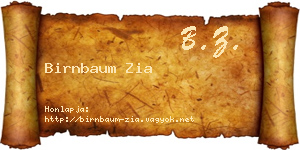 Birnbaum Zia névjegykártya